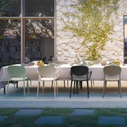 Abby Connubia® Chaise de jardin italienne empilable en polypropylène recyclé sans accoudoirs* Chaise De Jardin