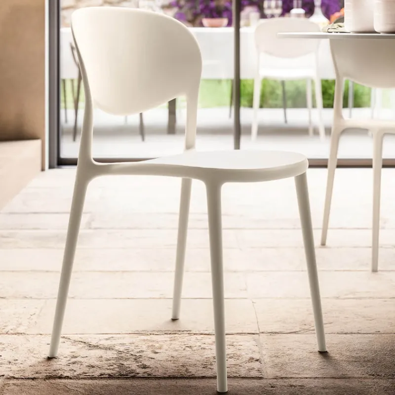 Abby Connubia® Chaise italienne empilable en polypropylène recyclé sans accoudoirs* Chaise De Cuisine|Chaise De Salle à Manger