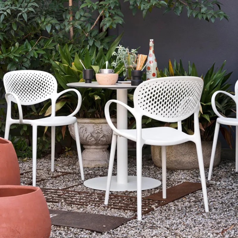 Abby Connubia® Fauteuil de jardin empilable en polypropylène recyclé avec dossier microperforé* Chaise De Jardin|Fauteuil De Jardin