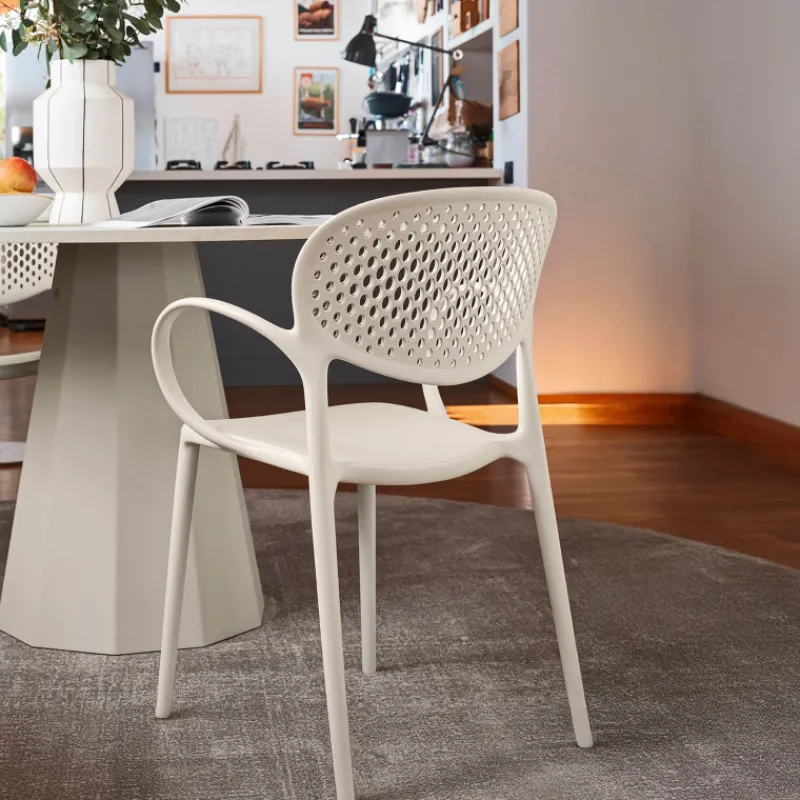 Abby Connubia® Fauteuil empilable en polypropylène recyclé avec dossier microperforé* Chaise De Cuisine|Chaise De Salle à Manger