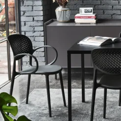 Abby Connubia® Fauteuil empilable en polypropylène recyclé avec dossier microperforé* Chaise De Cuisine|Chaise De Salle à Manger
