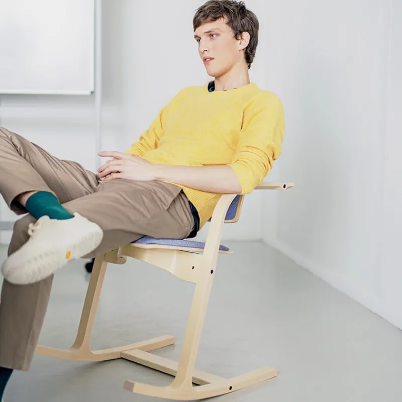 Varier Actulum ® Fauteuil de bureau ergonomique à bascule en tissu et bois* Chaise De Bureau|Chaise Salon