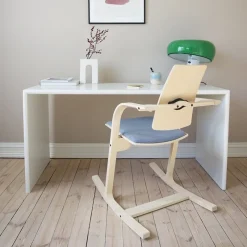 Varier Actulum ® Fauteuil de bureau ergonomique à bascule en tissu et bois* Chaise De Bureau|Chaise Salon
