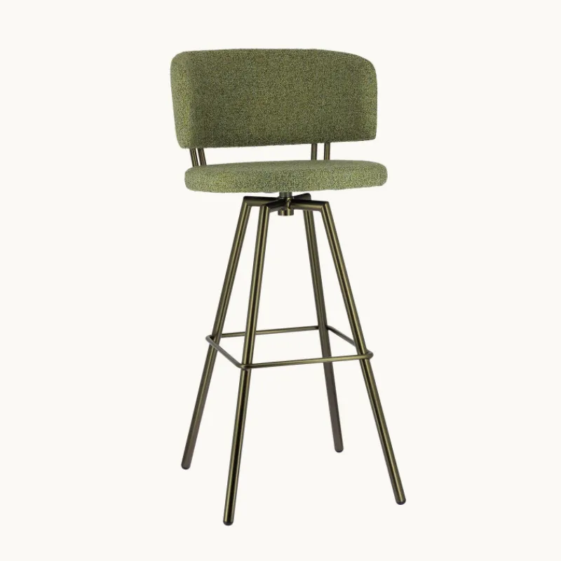 Perfecta Adagio Tabouret de bar moderne pivotant en tissu et pieds métal* Tabouret De Bar (assise +/- 80 Cm)