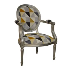 Paget Adrien Fauteuil Louis XVI médaillon revisité fabrication française* Fauteuil De Salon