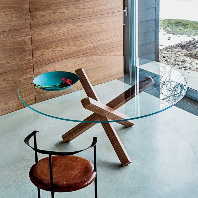 Sovet Italia Aikido Sovet® Table en verre design ronde* Table De Salle à Manger