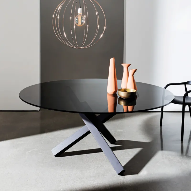 Sovet Italia Aikido Sovet® Table en verre design ronde* Table De Salle à Manger