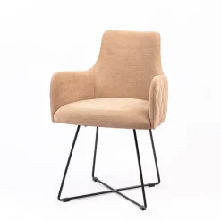 Sessio Anders diamant Fauteuil design en tissu dos matelassé et pieds métal* Chaise Salon|Chaise De Salle à Manger