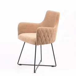 Sessio Anders diamant Fauteuil design en tissu dos matelassé et pieds métal* Chaise Salon|Chaise De Salle à Manger