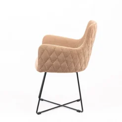Sessio Anders diamant Fauteuil design en tissu dos matelassé et pieds métal* Chaise Salon|Chaise De Salle à Manger