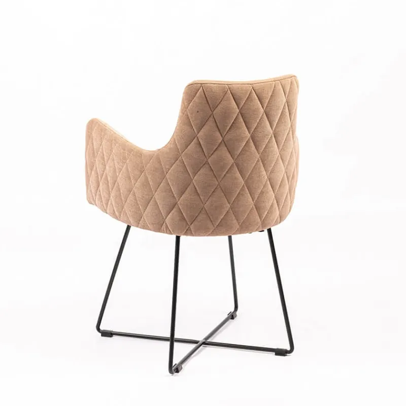 Sessio Anders diamant Fauteuil design en tissu dos matelassé et pieds métal* Chaise Salon|Chaise De Salle à Manger