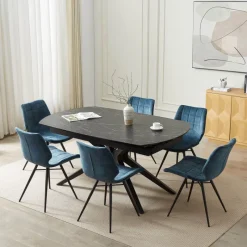 AngèleTable moderne extensible en céramique pieds métal* Table De Salle à Manger