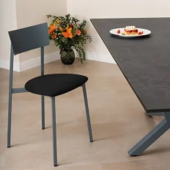 Carrier Anémone ® Chaise française avec assise en tissu rembourrée et dossier métal* Chaise De Salle à Manger