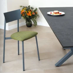 Carrier Anémone ® Chaise française avec assise en tissu rembourrée et dossier métal* Chaise De Salle à Manger