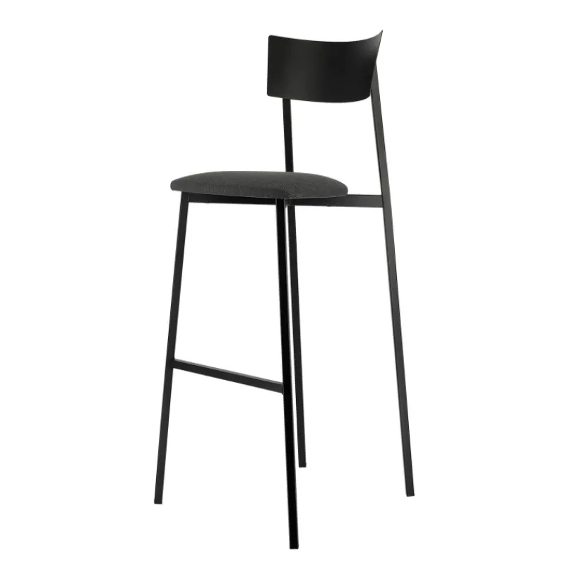 Carrier Anémone ® Tabouret de bar français avec assise en tissu rembourrée et dossier métal* Tabouret De Bar (assise +/- 80 Cm)
