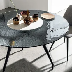 Sovet Italia Arkos Sovet® Table design ronde en verre fabrication Italienne* Table De Salle à Manger