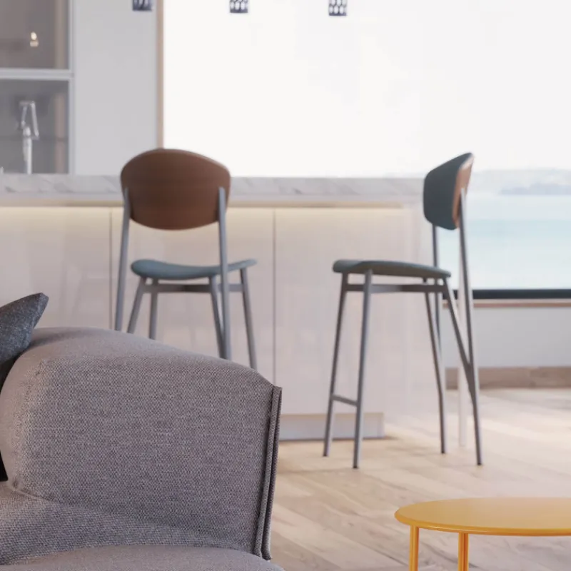 Carrier Artémis ® Tabouret snack design français assise et dossier en tissu dos en bois et pieds en métal* Tabouret Snack (assise +/- 65 Cm)|Tabouret De Bar (assise +/- 80 Cm)
