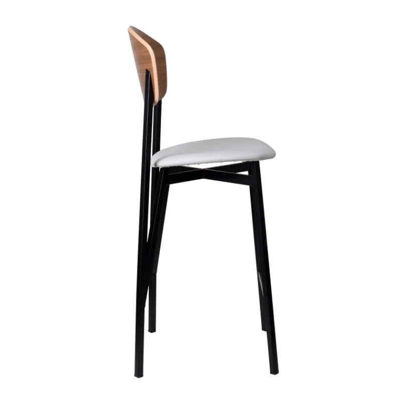 Carrier Artémis ® Tabouret snack design français assise en simili dossier bois et pieds en métal* Tabouret Snack (assise +/- 65 Cm)|Tabouret De Bar (assise +/- 80 Cm)