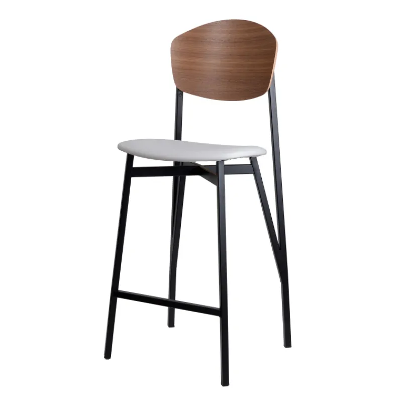Carrier Artémis ® Tabouret snack design français assise en simili dossier bois et pieds en métal* Tabouret Snack (assise +/- 65 Cm)|Tabouret De Bar (assise +/- 80 Cm)