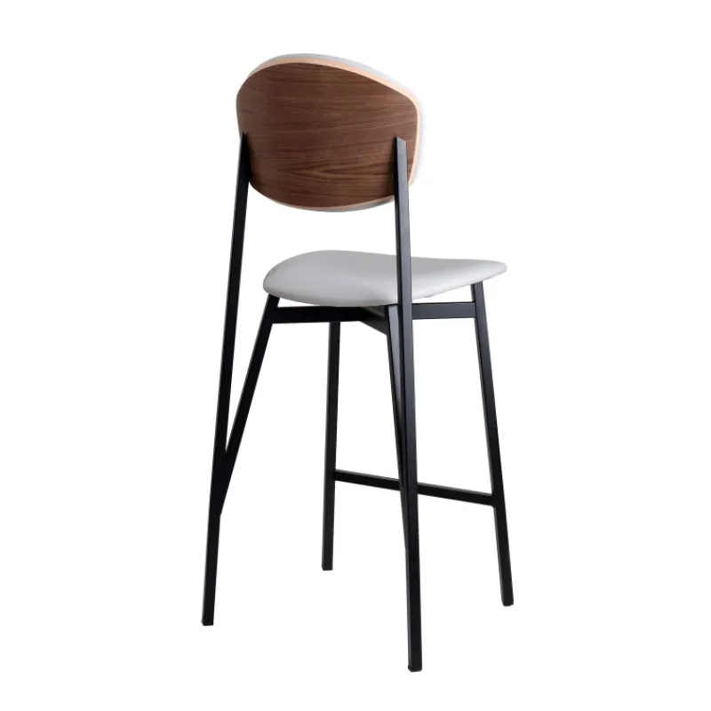 Carrier Artémis ® Tabouret snack design français assise et dossier en simili dos bois et pieds en métal* Tabouret Snack (assise +/- 65 Cm)|Tabouret De Bar (assise +/- 80 Cm)