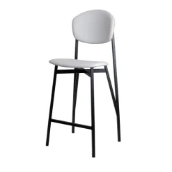 Carrier Artémis ® Tabouret snack design français assise et dossier en simili dos bois et pieds en métal* Tabouret Snack (assise +/- 65 Cm)|Tabouret De Bar (assise +/- 80 Cm)