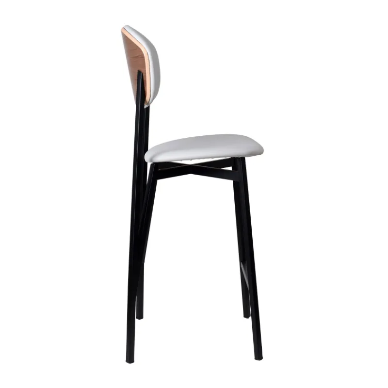 Carrier Artémis ® Tabouret snack design français assise et dossier en simili dos bois et pieds en métal* Tabouret Snack (assise +/- 65 Cm)|Tabouret De Bar (assise +/- 80 Cm)