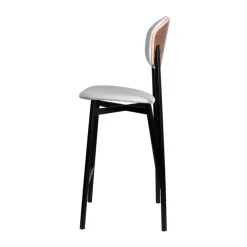 Carrier Artémis ® Tabouret snack design français assise et dossier en simili dos bois et pieds en métal* Tabouret Snack (assise +/- 65 Cm)|Tabouret De Bar (assise +/- 80 Cm)
