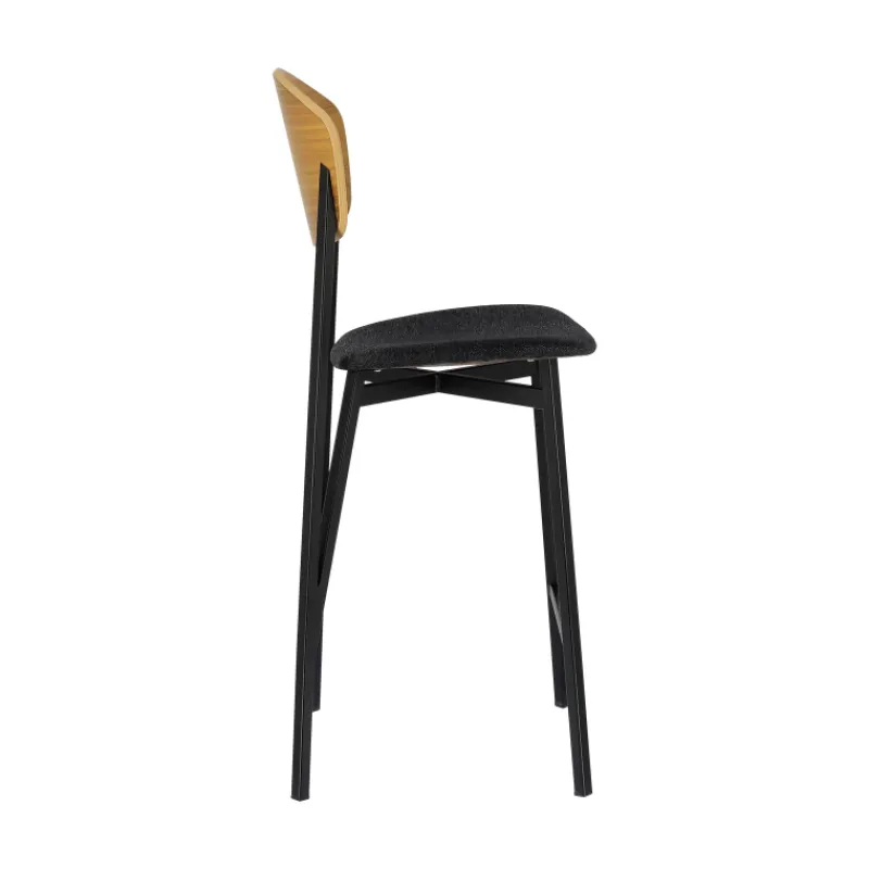 Carrier Artémis ® Tabouret snack design français assise en tissu dossier bois et pieds en métal* Tabouret Snack (assise +/- 65 Cm)|Tabouret De Bar (assise +/- 80 Cm)