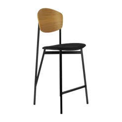 Carrier Artémis ® Tabouret snack design français assise en tissu dossier bois et pieds en métal* Tabouret Snack (assise +/- 65 Cm)|Tabouret De Bar (assise +/- 80 Cm)