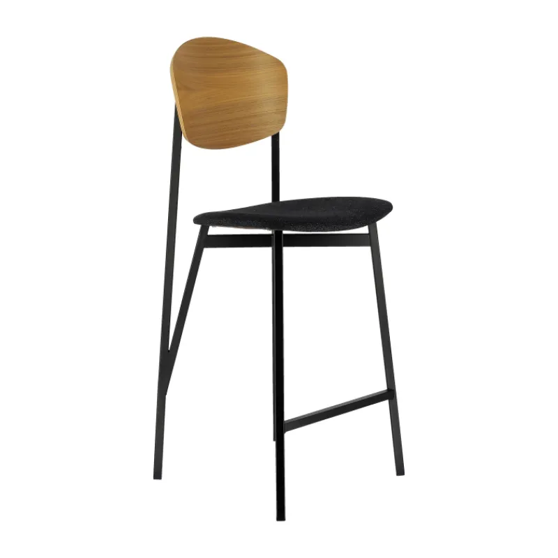 Carrier Artémis ® Tabouret snack design français assise en tissu dossier bois et pieds en métal* Tabouret Snack (assise +/- 65 Cm)|Tabouret De Bar (assise +/- 80 Cm)