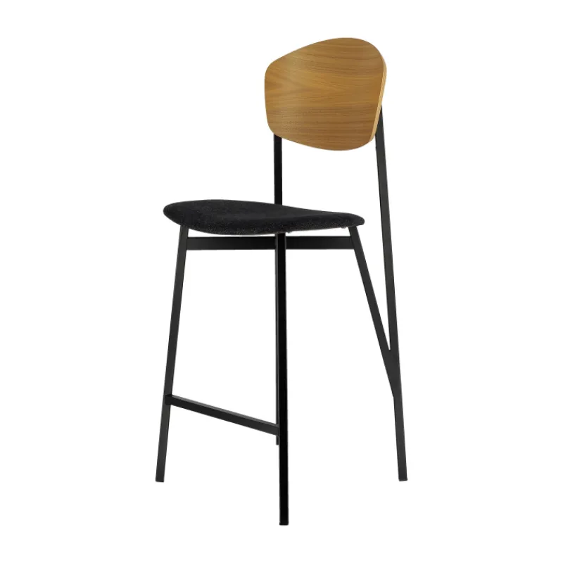 Carrier Artémis ® Tabouret snack design français assise en tissu dossier bois et pieds en métal* Tabouret Snack (assise +/- 65 Cm)|Tabouret De Bar (assise +/- 80 Cm)