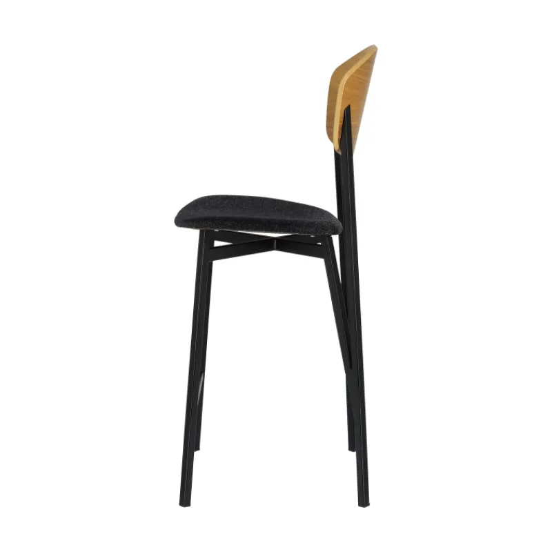 Carrier Artémis ® Tabouret snack design français assise en tissu dossier bois et pieds en métal* Tabouret Snack (assise +/- 65 Cm)|Tabouret De Bar (assise +/- 80 Cm)