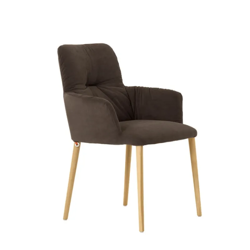 Mobitec Aura ® Chaise avec accoudoirs style cocooning en tissu et pieds bois* Chaise De Salle à Manger|Chaise Salon
