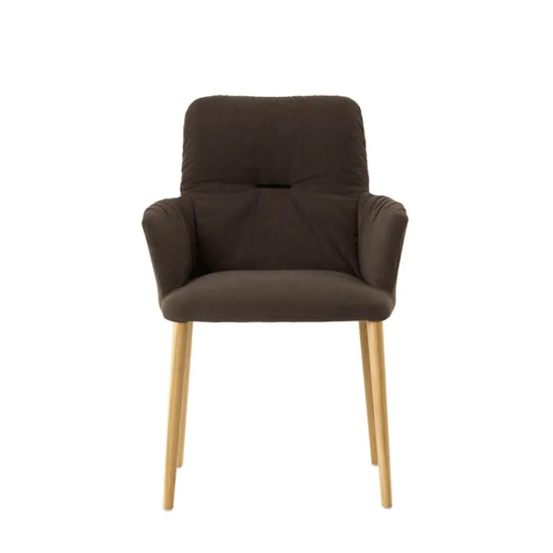 Mobitec Aura ® Chaise avec accoudoirs style cocooning en tissu et pieds bois* Chaise De Salle à Manger|Chaise Salon