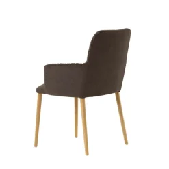 Mobitec Aura ® Chaise avec accoudoirs style cocooning en tissu et pieds bois* Chaise De Salle à Manger|Chaise Salon