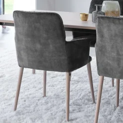 Mobitec Aura ® Chaise avec accoudoirs style cocooning en tissu et pieds bois* Chaise De Salle à Manger|Chaise Salon