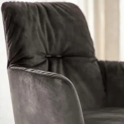 Mobitec Aura ® Chaise avec accoudoirs style cocooning en tissu et pieds bois* Chaise De Salle à Manger|Chaise Salon