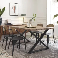 Jayso Austin Chaise en métal industriel dossier bois* Chaise De Cuisine|Chaise De Salle à Manger