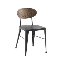 Jayso Austin Chaise en métal industriel dossier bois* Chaise De Cuisine|Chaise De Salle à Manger