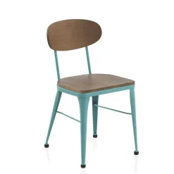 Jayso Austin Chaise industrielle vintage en bois et métal* Chaise De Cuisine|Chaise De Salle à Manger