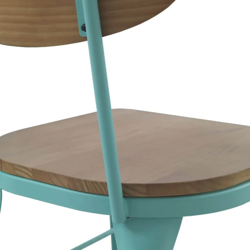Jayso Austin Chaise industrielle vintage en bois et métal* Chaise De Cuisine|Chaise De Salle à Manger