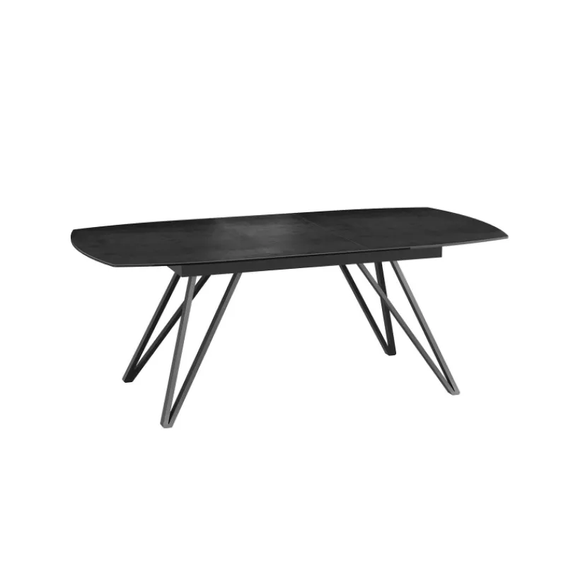 Akante BabyloneTable en céramique extensible avec pieds design en métal noir* Table De Salle à Manger