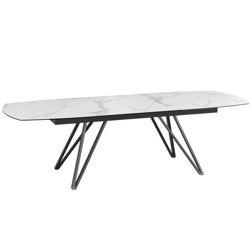 Akante BabyloneTable en céramique extensible avec pieds design en métal noir* Table De Salle à Manger