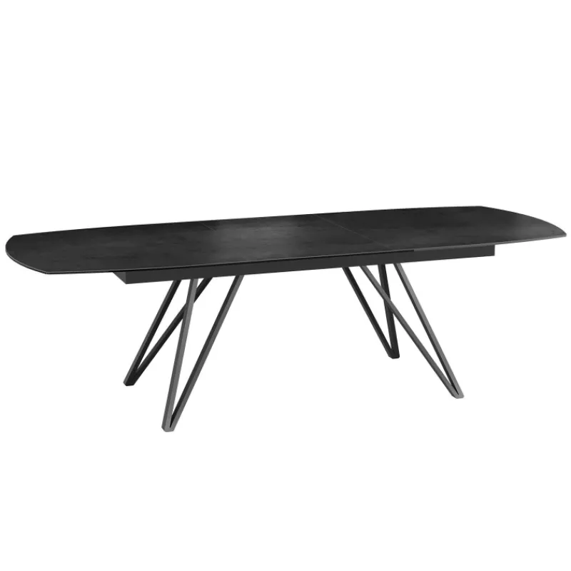 Akante BabyloneTable en céramique extensible avec pieds design en métal noir* Table De Salle à Manger