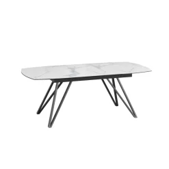 Akante BabyloneTable en céramique extensible avec pieds design en métal noir* Table De Salle à Manger