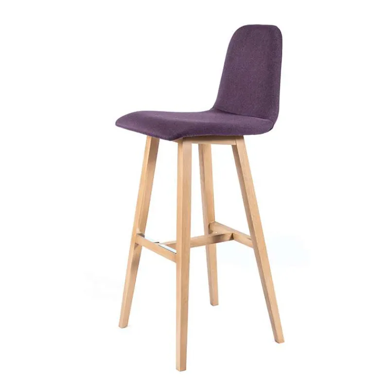Sessio BarPandora Tabouret de bar scandinave tissu avec pieds bois* Tabouret De Bar (assise +/- 80 Cm)