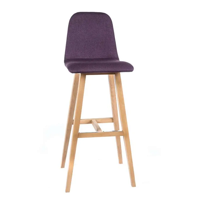 Sessio BarPandora Tabouret de bar scandinave tissu avec pieds bois* Tabouret De Bar (assise +/- 80 Cm)