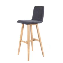 Sessio BarPlaza Tabouret de bar scandinave en tissu avec pieds en bois* Tabouret De Bar (assise +/- 80 Cm)