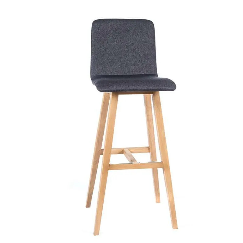 Sessio BarPlaza Tabouret de bar scandinave en tissu avec pieds en bois* Tabouret De Bar (assise +/- 80 Cm)