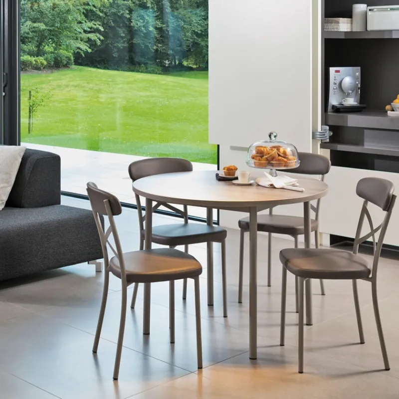 Perfecta Basic Table de cuisine ronde en stratifié avec pieds en métal* Table De Cuisine